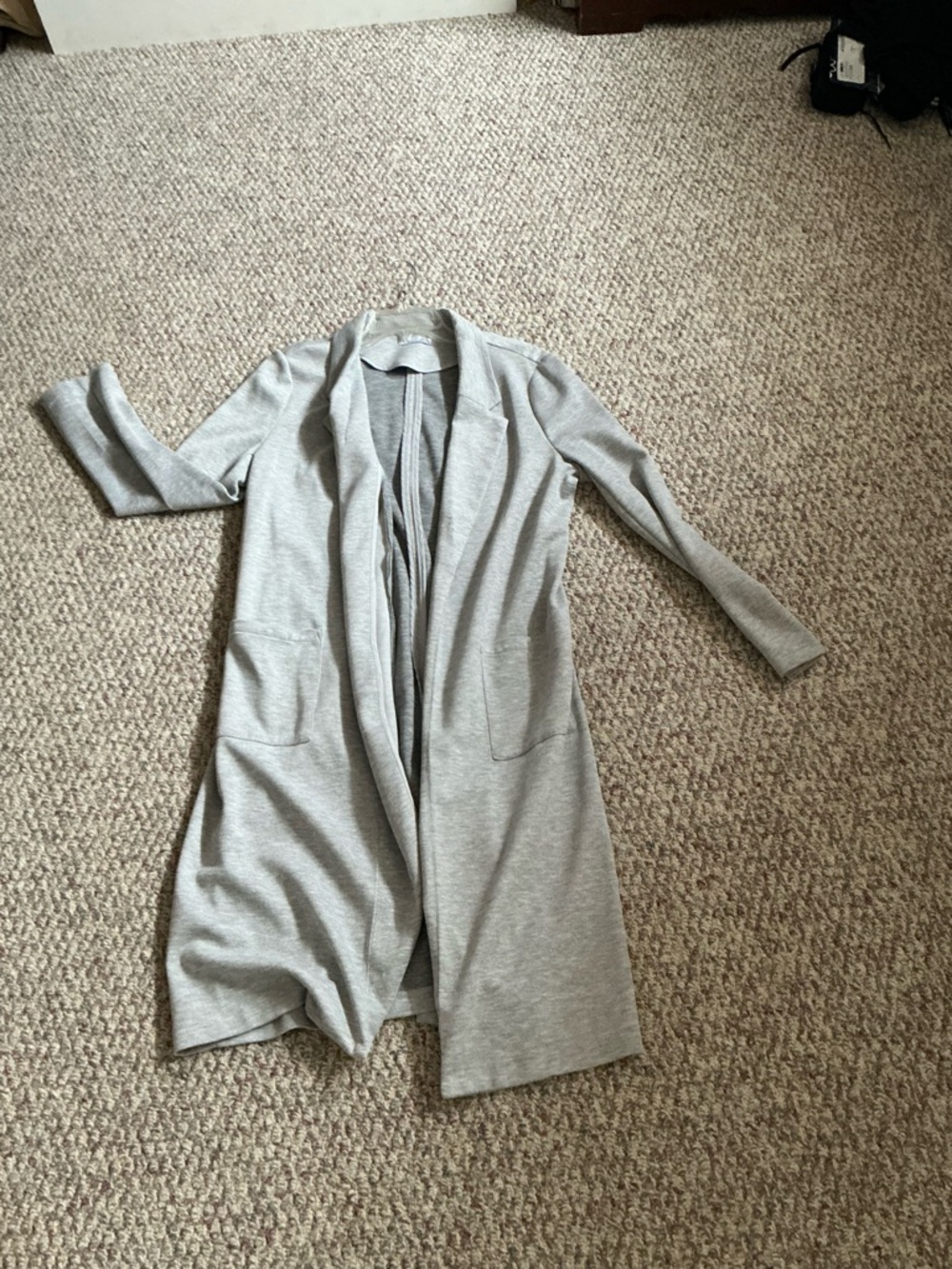 Dex Light Gray Open-Front Long Cardigan